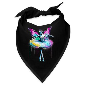 Ballerina mit Schmetterlingsflügeln, Schmetterlingen, Tutu - Bandana - Schwarz - Vorne