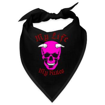 Pinker Teufel - My Life My Rules - Bandana - Schwarz - Vorne