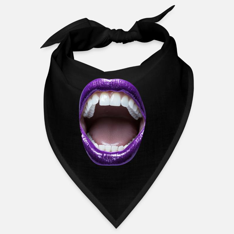 Bouche ouverte avec rouge à lèvres violet Bandana