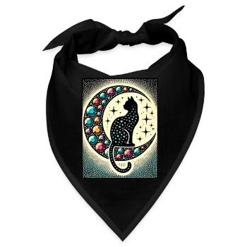 Schwarze Katze Luna - Bandana - Schwarz - Vorne
