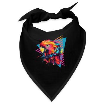 Bunter Papagei Farbspritzer - Bandana - Schwarz - Vorne