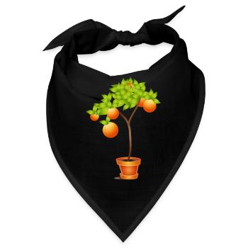 Kleiner Orangenbaum im Blumentopf - Bandana - Schwarz - Vorne