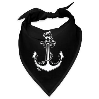 Anker mit Seil Motiv - Bandana - Schwarz - Vorne
