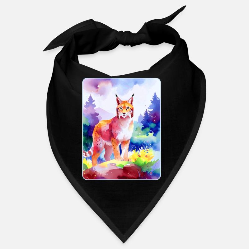 Luchs im Bergwald (Aquarell) Bandana