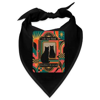 Lustiges Retro Art Deco Schwarze Katze Philosophie - Bandana - Schwarz - Vorne