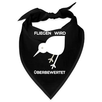 Überbewertet: Weiße KIWI Illustration  - Bandana - Schwarz - Vorne