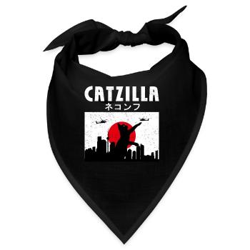Funny Cat Lovers Japanese Catzilla Hilarious Love - Bandana - Schwarz - Vorne