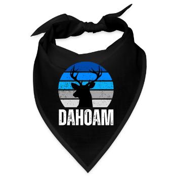 Bayern Dahoam Hirsch Geweih Retro Bayerisch Daheim - Bandana - Schwarz - Vorne