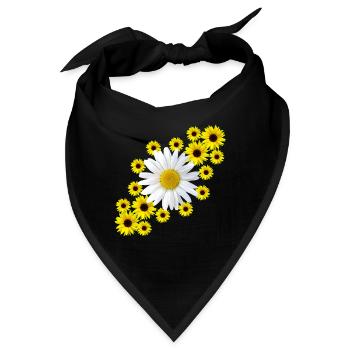 Margerite mit Sonnenblumen Blumenmuster Blüte - Bandana - Schwarz - Vorne