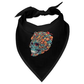Surrealistischer, psychedelischer Totenkopf - Bandana - Schwarz - Vorne