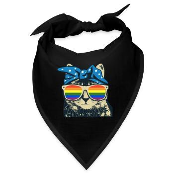 Katze Regenbogen - Bandana - Schwarz - Vorne