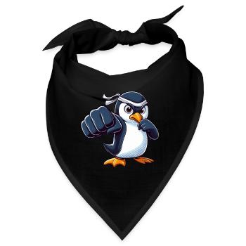 Cooler Cartoon Pinguin Karate Martial Arts - Bandana - Schwarz - Vorne