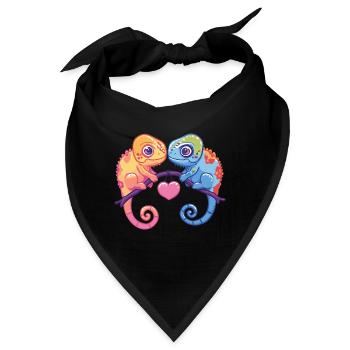 Chameleon Paar Liebe Valentinstag - Bandana - Schwarz - Vorne