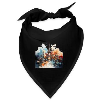 Faszinierendes abstraktes Gemälde des Eiffelturms - Bandana - Schwarz - Vorne