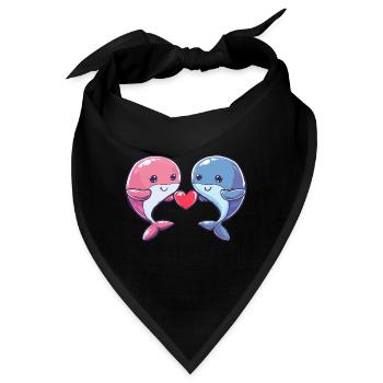 Wal Paar Liebe Valentinstag - Bandana - Schwarz - Vorne