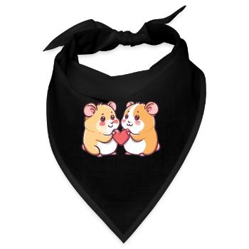 Hamster Paar Liebe Valentinstag - Bandana - Schwarz - Vorne