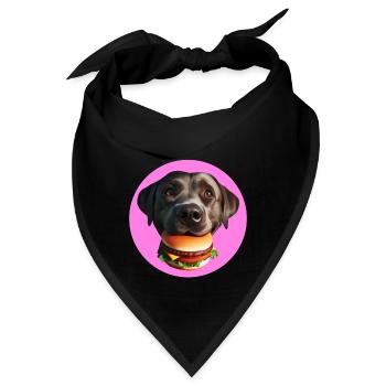 Labrador frisst Hamburger - Bandana - Schwarz - Vorne