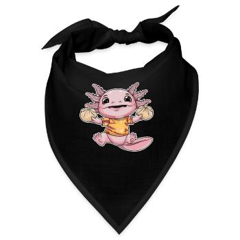 Kawaii Axolotl mit Decke und - Bandana - Schwarz - Vorne