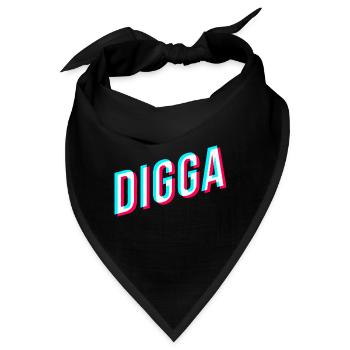 digga schriftzug tik tok style jugendsprache - Bandana - Schwarz - Vorne