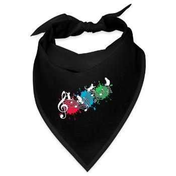 Lustige Katzen Notenlinien Farbkleckse - Bandana - Schwarz - Vorne
