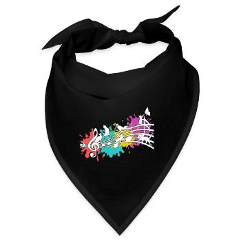 Lustige Katzen Notenlinien Farbkleckse - Bandana - Schwarz - Vorne