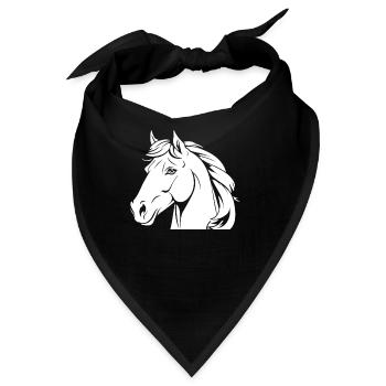 Pferd Reitsport Kopf - Bandana - Schwarz - Vorne