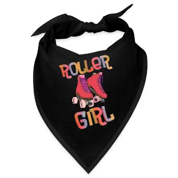 Rollschuh - Roller Girl mit Rollschuhen laufen 80 - Bandana - Schwarz - Vorne