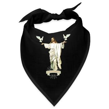 Jesus Christus mit Friedenstauben, Liebe-Hoffnung - Bandana - Schwarz - Vorne