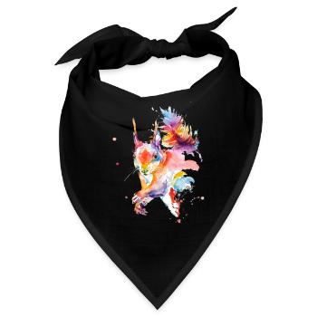Buntes Aquarell Eichhörnchen - Bandana - Schwarz - Vorne