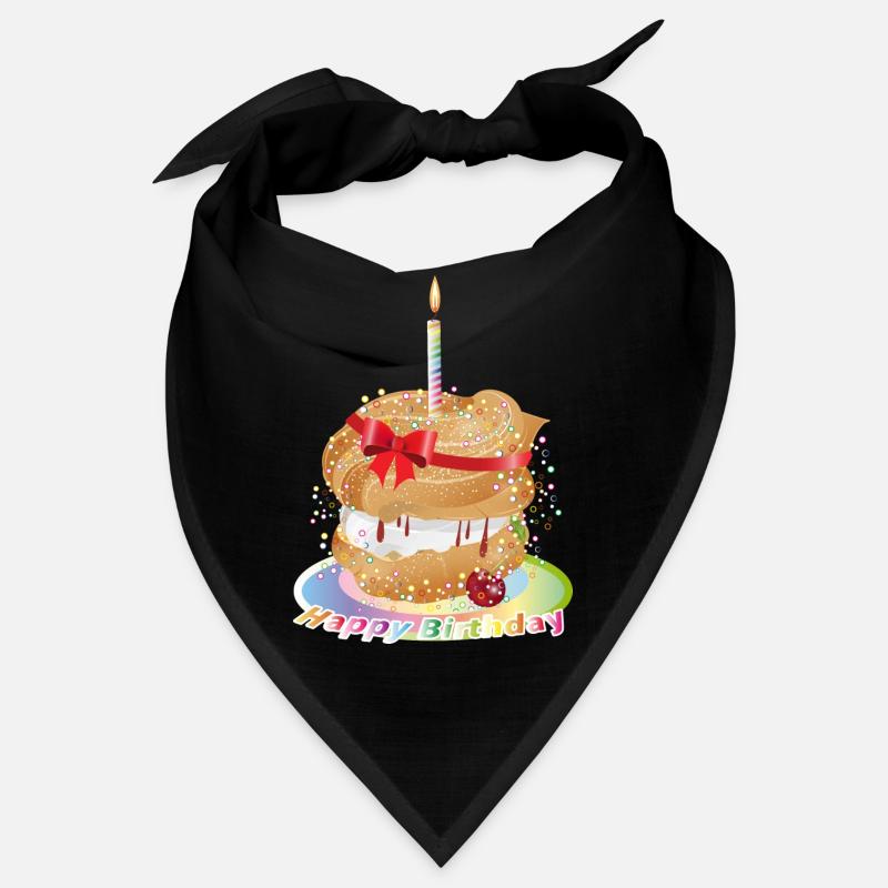 Zum Geburtstag ein gefüllter Windbeutel mit Kerze Bandana