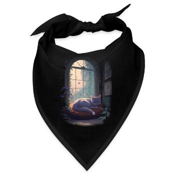 Schlafende Katze - Bandana - Schwarz - Vorne