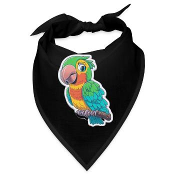 Paarot Papagei Vogel Bund Comic Cartoon - Bandana - Schwarz - Vorne