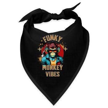 Affe Sonnenbrille Kopfhörer Musik Funky Vibes - Bandana - Schwarz - Vorne