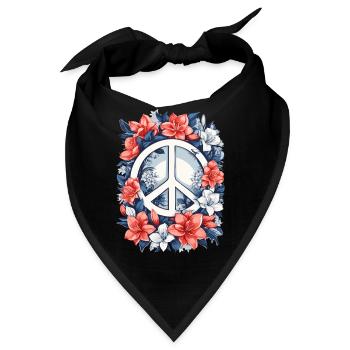 Friedenszeichen mit Blumen - Bandana - Schwarz - Vorne