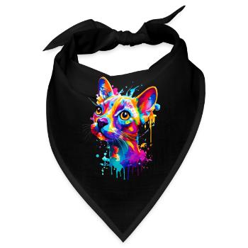 Katze Farbenfroh - Bunte Katze - Sphynx Katze - Bandana - Schwarz - Vorne
