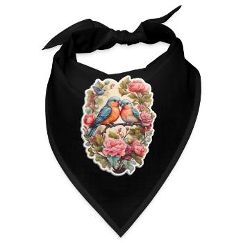 Zwei Turteltauben sitzen auf einem herzförmigen As - Bandana - Schwarz - Vorne