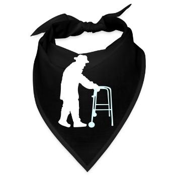 Rentner Opa Großvater Alt Opi Gehhilfe Hut Mantel - Bandana - Schwarz - Vorne