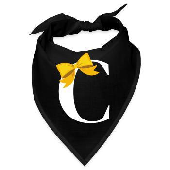Buchstabe c gelbe Schleife - Bandana - Schwarz - Vorne