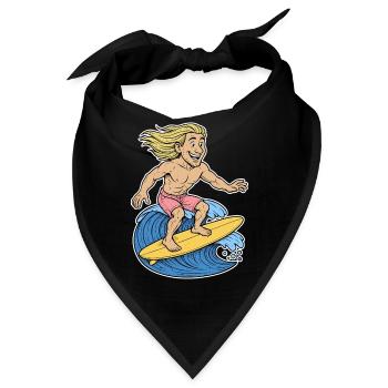 Blonde Surferin auf Welle - Bandana - Schwarz - Vorne