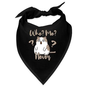 Who, me? Never - Erschrockene Katze - Bandana - Schwarz - Vorne