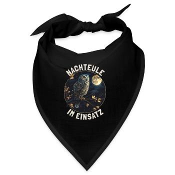 Nachteule im Einsatz Eule Vollmond Nachtdienst - Bandana - Schwarz - Vorne