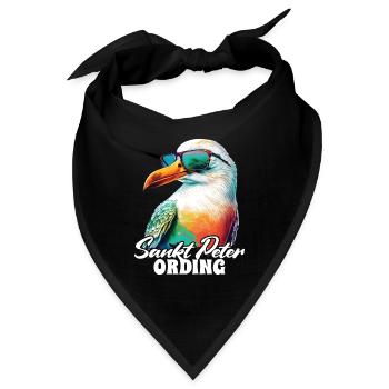 St. Peter Ording Urlaub Möwe mit Sonnenbrille - Bandana - Schwarz - Vorne