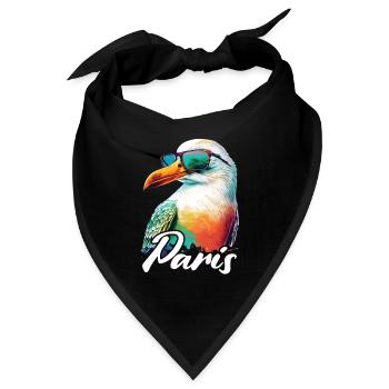 Paris Frankreich Urlaub Möwe mit Sonnenbrille - Bandana - Schwarz - Vorne
