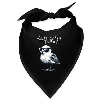 Watt glotzt Du so Möwe Wattwanderung Spruch - Bandana - Schwarz - Vorne