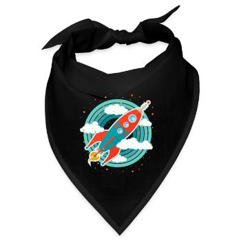 Retro Rakete (Kreise) - Bandana - Schwarz - Vorne