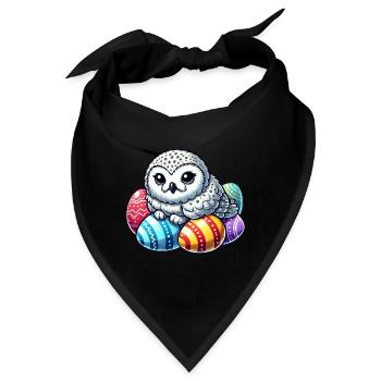 Süße Eule Osterei Cartoon Ostern Chillen - Bandana - Schwarz - Vorne