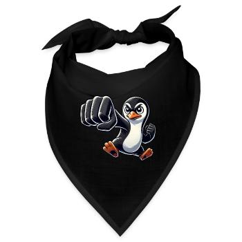 Cooler Pinguin Faust Karate Pinguin Cartoon - Bandana - Schwarz - Vorne