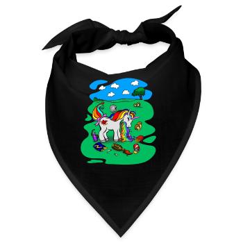 Einhorn auf Party - Hangover T-Shirt - Bandana - Schwarz - Vorne