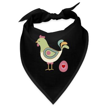 Henne mit Ei - Bandana - Schwarz - Vorne