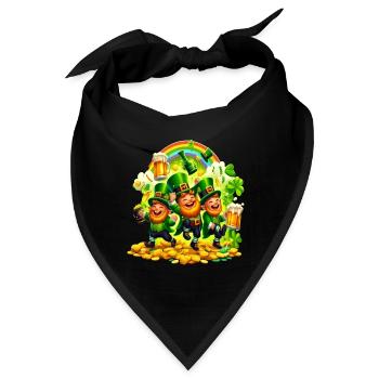 Regenbogen Leprechaun (Irischer Kobold)e - Bandana - Schwarz - Vorne